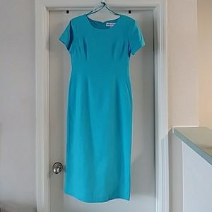 Fully Lined Turquoise Linen Dress